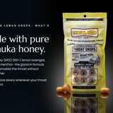 Vocal Eze Lemon Drops — made with pure Manuka honey (MGO 265+), infused with menthol.