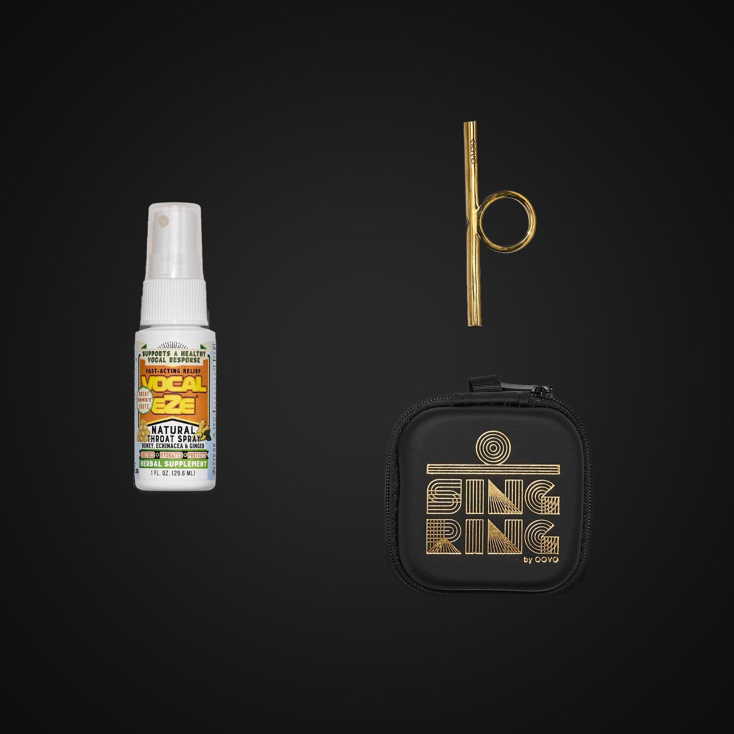 Perform & Power Starter Kit — OOVO Sing Ring with case and Vocal Eze throat spray.