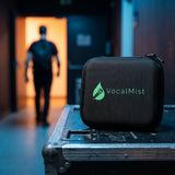 VocalMist carrying case on a flight case in a venue corridor.