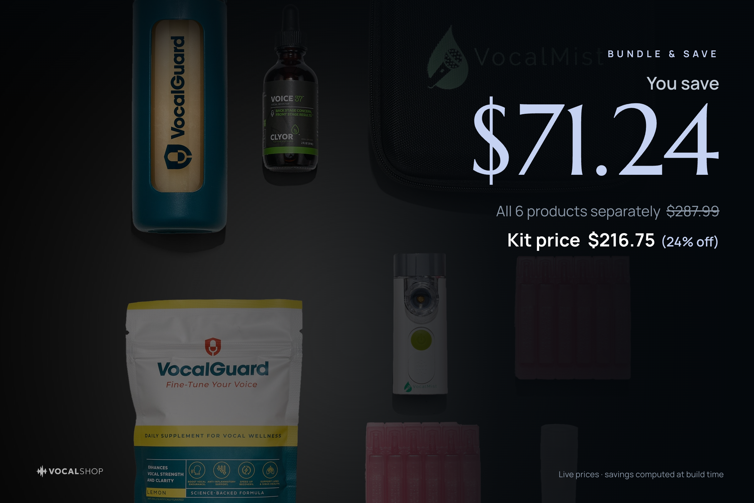 Soothe & Sustain Pro Kit — save $71.24 vs buying separately ($287.99 to $216.75, 24% off)