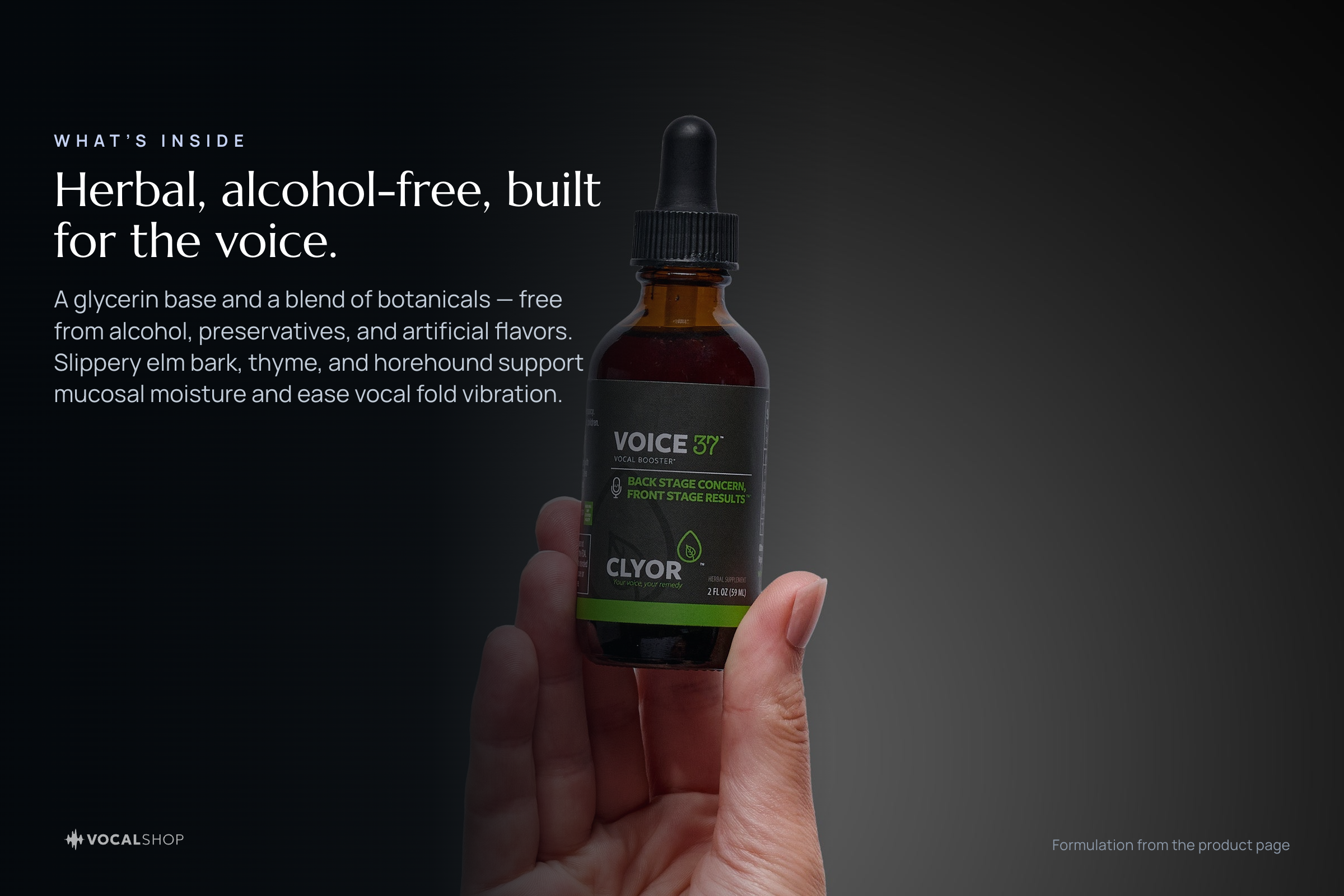Clyor's Voice 37 — key herbal ingredients infographic